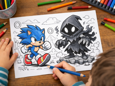 coloriage Sonic et shadow