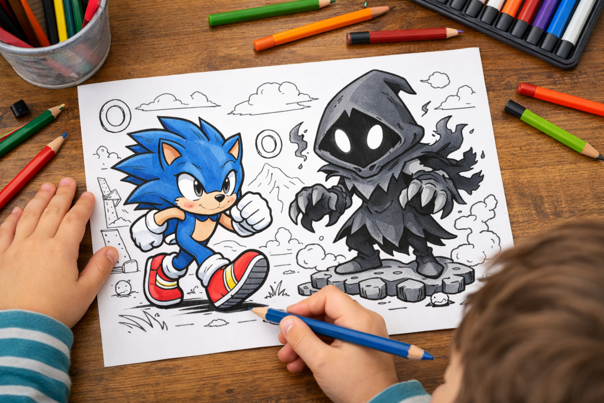 coloriage Sonic et shadow
