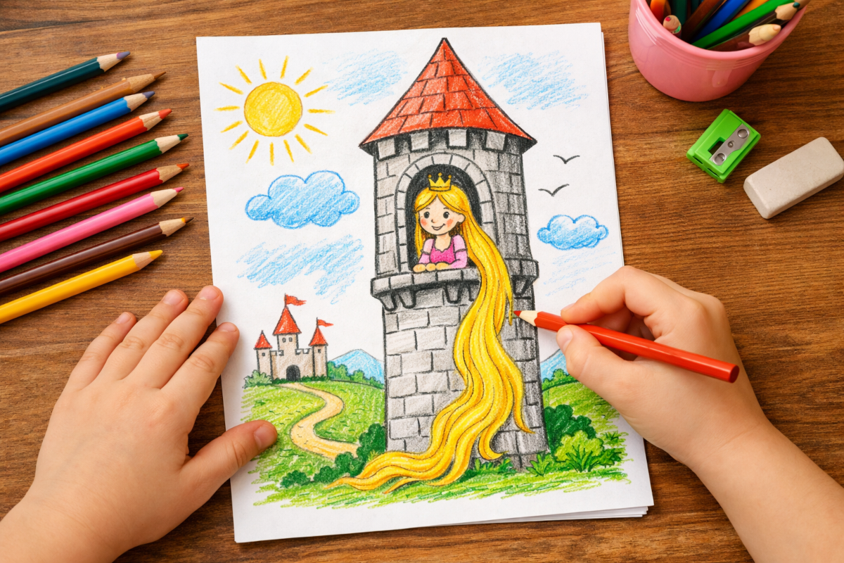 étape dessin de Raiponce