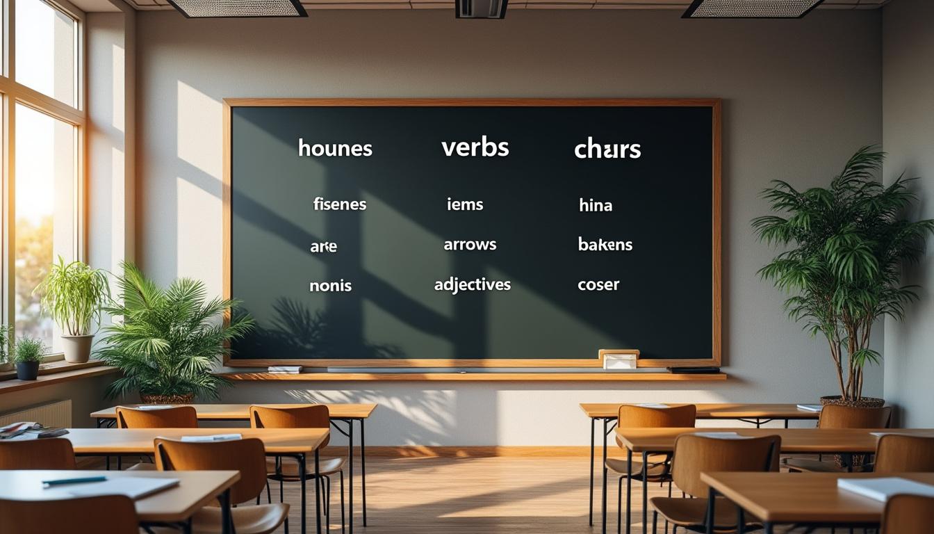 découvrez les différentes catégories de mots dans une classe grammaticale à travers un tableau clair et des explications simples pour mieux comprendre la grammaire française.