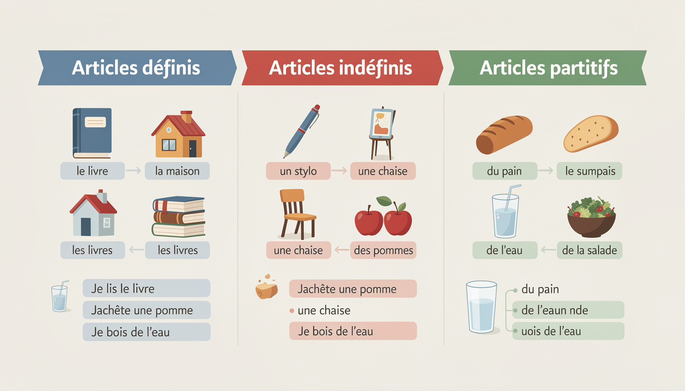 apprenez facilement le tableau des articles définis et partitifs en français, idéal pour les débutants souhaitant maîtriser les bases de la grammaire française.