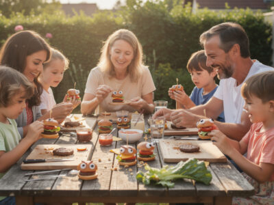 partagez un moment convivial en famille avec notre atelier mini-burgers rigolos, parfait pour célébrer l'été avec créativité et plaisir culinaire.